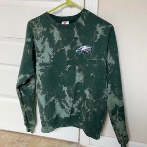 Custom tie-dye Philadelphia Eagles sweatshirt.
